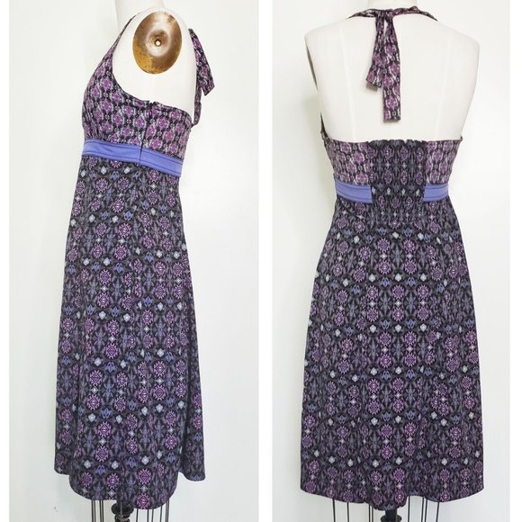 Athleta Womens Pack Everywhere Lilac Ikat Halter Dress 8 - Picture 5 of 14